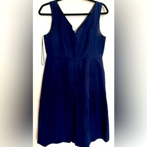 J Crew fit & flare silhouette, solid, pleats, pintuck embellishment, knee length